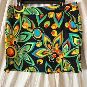 Loudmouth Ladies Skort Size 10 Floral Golf Skirt Mini Shagadelic Psychedelic 70s